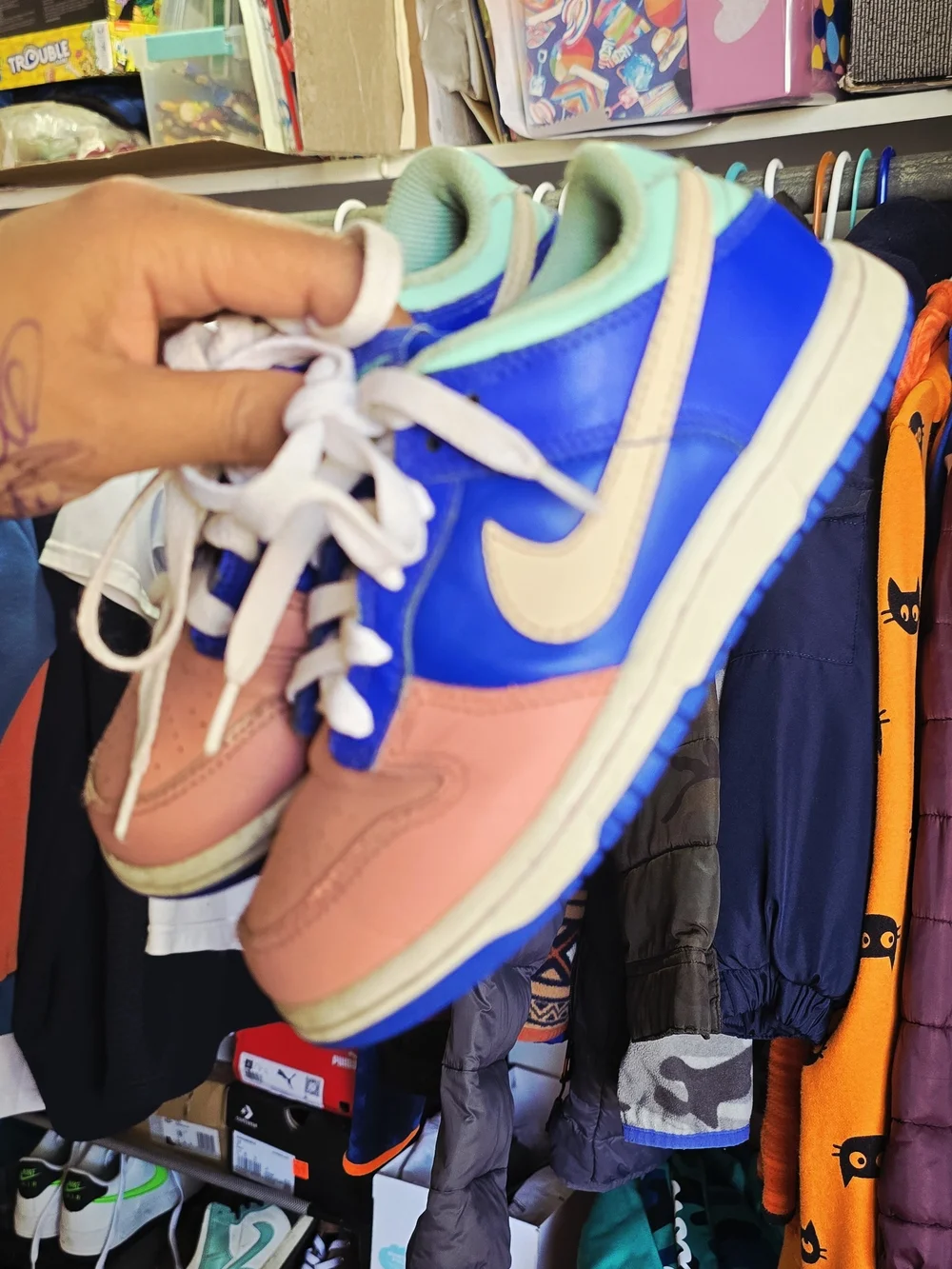 Nike Kids' Multicolor Low-Top Skate Shoe - Salmon / Pink/Blue/Cream